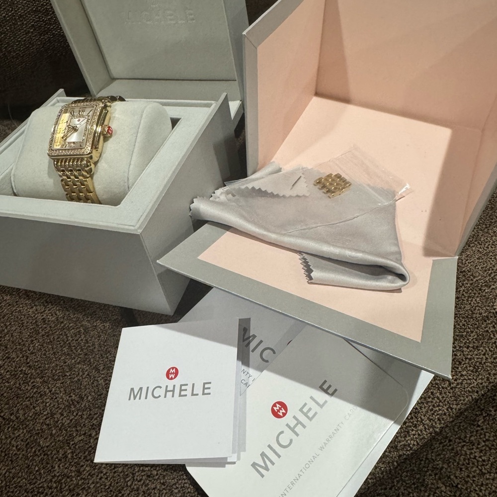 Dazzling MICHELE Deco Diamond Bezel Watch – .60 CTW – Ref. MWW06G000003 - Picture 15 of 17